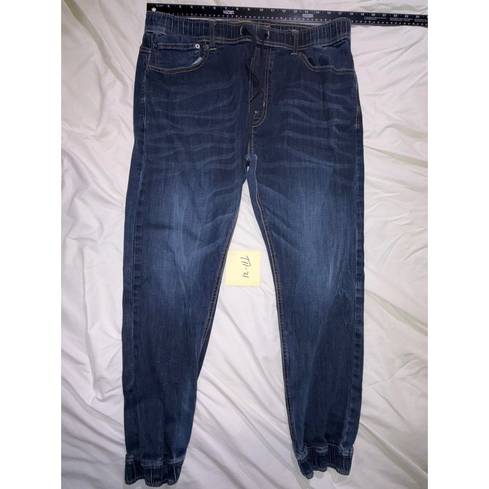 American Eagle Active Flex Denim Joggers Mens Large Dark Wash Blue Jeans T11-21